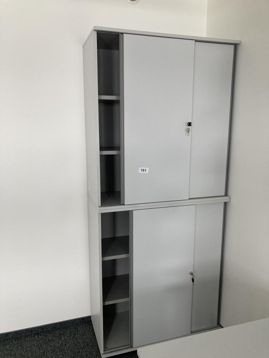 2teilige Aktenschrank-Kombination Ober- und Unterschrank, Maße je ca. 100 x 45 x 115 cm